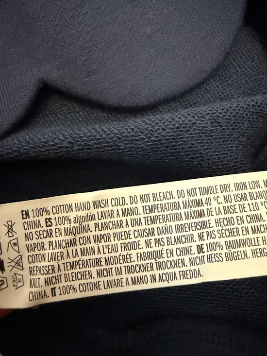 English Factory Scalloped Hem Navy Cropped Sweatshirt - Picture 6 of 6